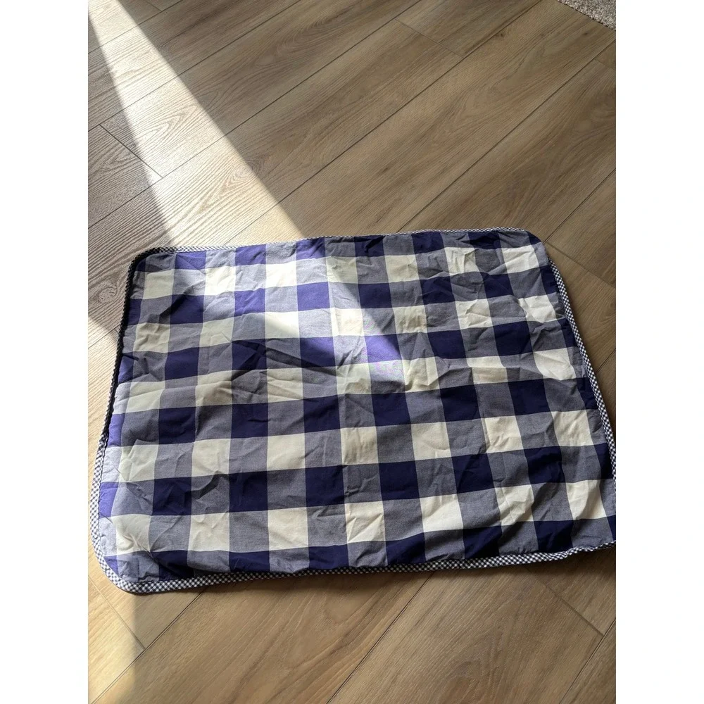 Pottery Barn King Duvet Cotton Blue White Buffalo Check Coastal Classic Preppy